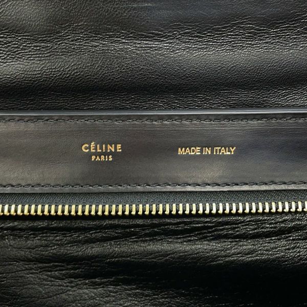 セリーヌ ハンドバッグ トラペーズ クロコ型押しレザー スエード CELINE 2way 黒
