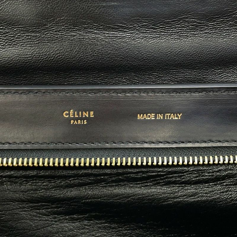 セリーヌ ハンドバッグ トラペーズ クロコ型押しレザー スエード CELINE 2way 黒
