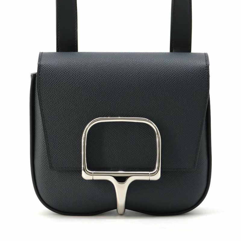 エルメス デッラ・カヴァッレリア ミニ ブルーインディゴ/ブラック/シルバー金具 エプソン/ボックスカーフ U刻印