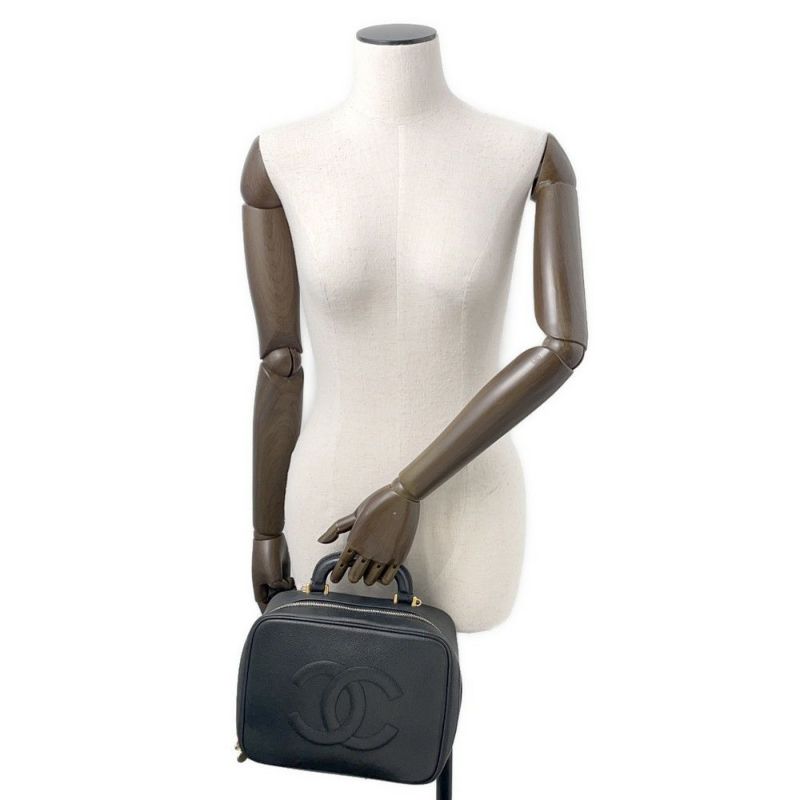 シャネル ハンドバッグ ココマーク バニティバッグ キャビアスキン A07061 CHANEL 2way 黒 ヴァニティ