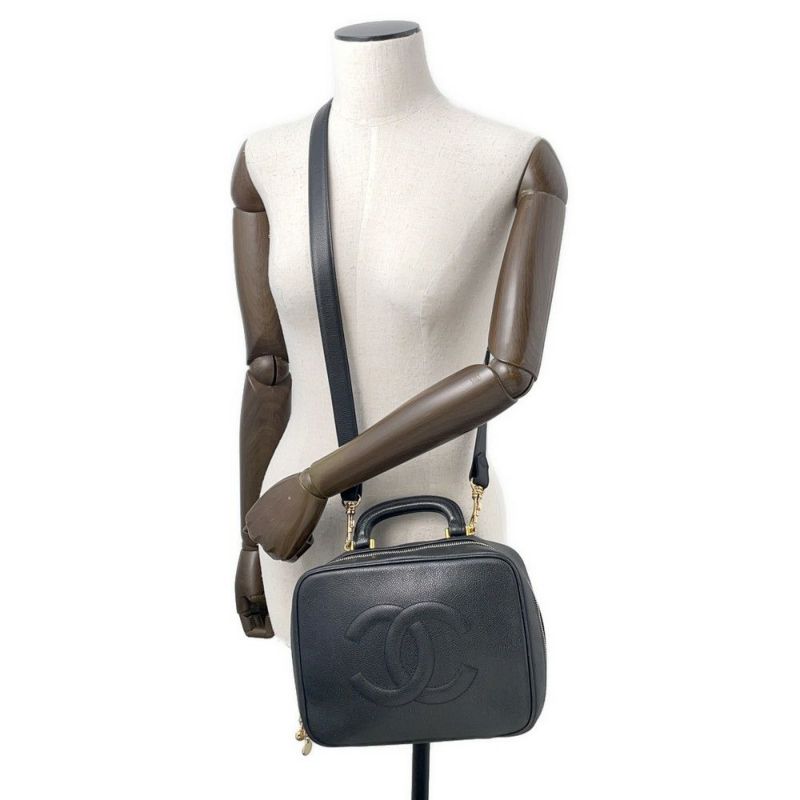 シャネル ハンドバッグ ココマーク バニティバッグ キャビアスキン A07061 CHANEL 2way 黒 ヴァニティ