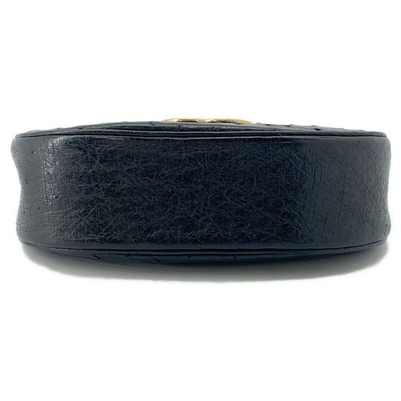 シャネル チェーンショルダーバッグ デカココマーク オーストリッチ CHANEL 黒