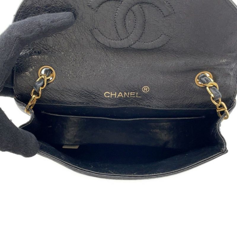 シャネル チェーンショルダーバッグ デカココマーク オーストリッチ CHANEL 黒