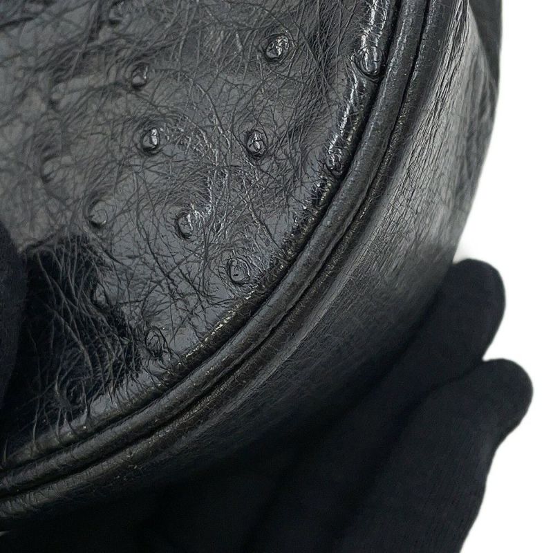 シャネル チェーンショルダーバッグ デカココマーク オーストリッチ CHANEL 黒