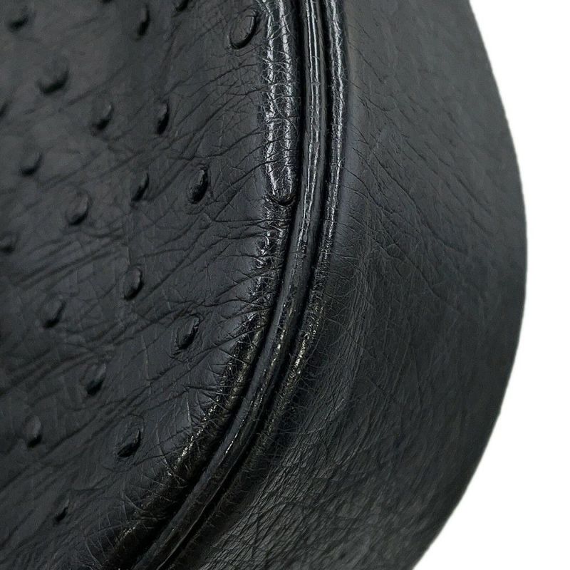 シャネル チェーンショルダーバッグ デカココマーク オーストリッチ CHANEL 黒