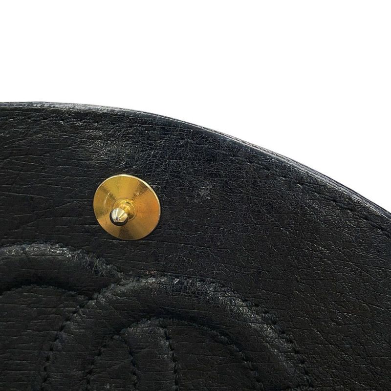 シャネル チェーンショルダーバッグ デカココマーク オーストリッチ CHANEL 黒