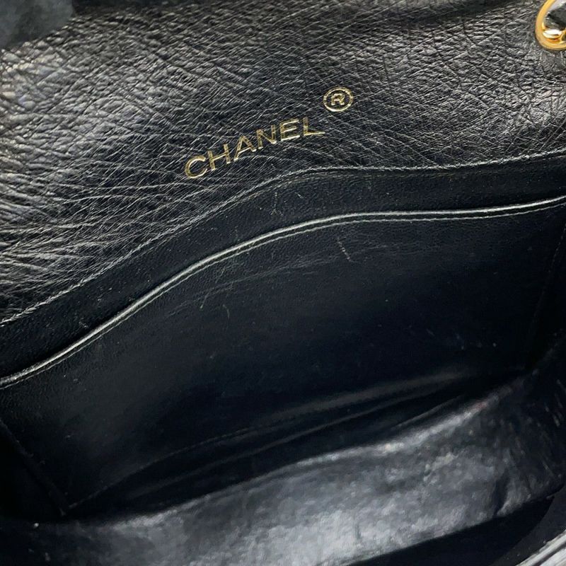 シャネル チェーンショルダーバッグ デカココマーク オーストリッチ CHANEL 黒
