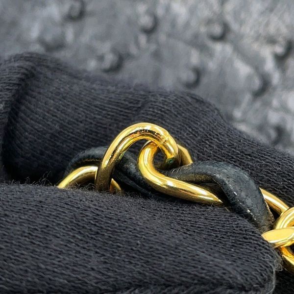 シャネル チェーンショルダーバッグ デカココマーク オーストリッチ CHANEL 黒