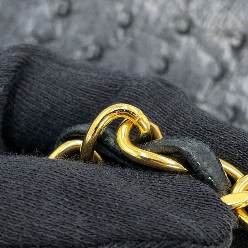 シャネル チェーンショルダーバッグ デカココマーク オーストリッチ CHANEL 黒