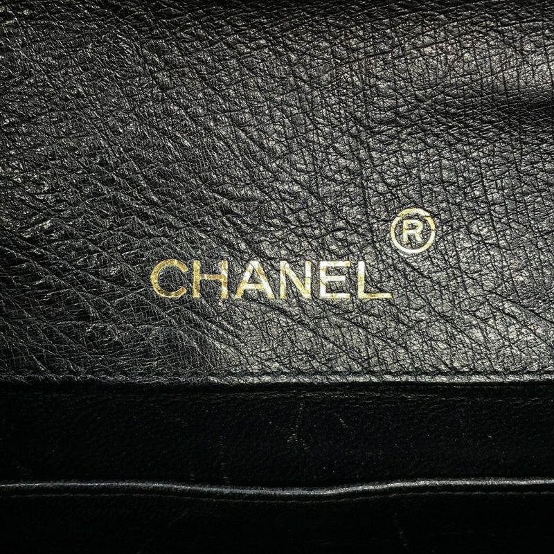 シャネル チェーンショルダーバッグ デカココマーク オーストリッチ CHANEL 黒