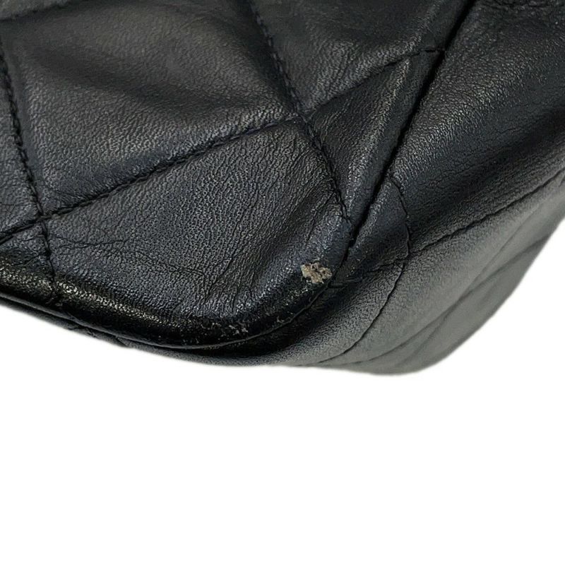 シャネル チェーンショルダーバッグ マトラッセ33 ココマーク Wチェーン ラムスキン CHANEL デカマト 黒