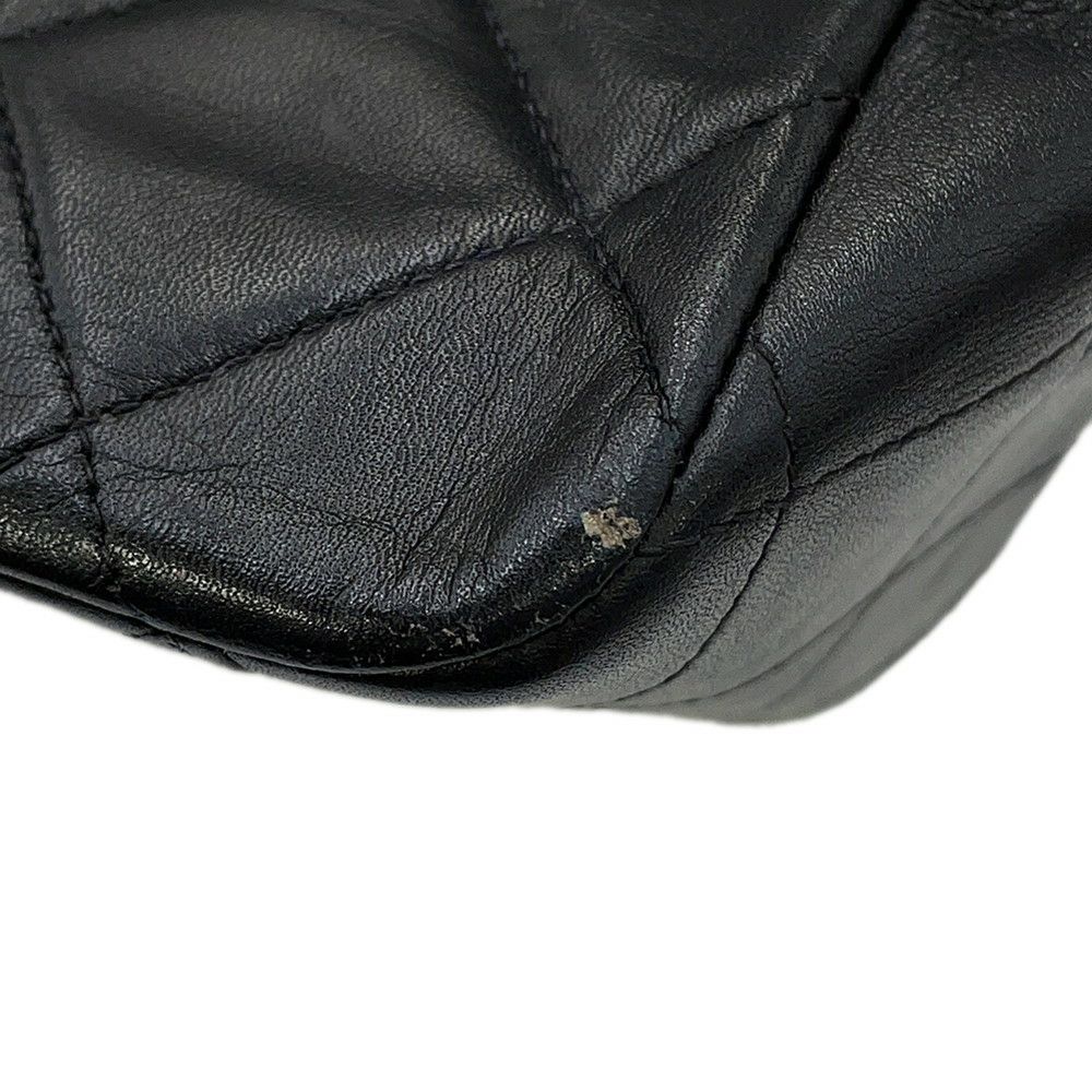 シャネル チェーンショルダーバッグ マトラッセ33 ココマーク Wチェーン ラムスキン CHANEL デカマト 黒
