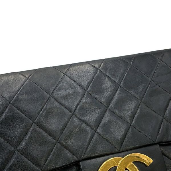 シャネル チェーンショルダーバッグ マトラッセ33 ココマーク Wチェーン ラムスキン CHANEL デカマト 黒