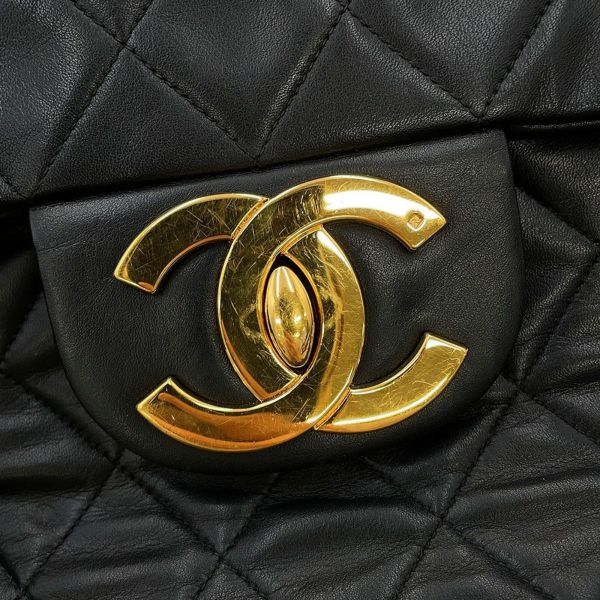 シャネル チェーンショルダーバッグ マトラッセ33 ココマーク Wチェーン ラムスキン CHANEL デカマト 黒