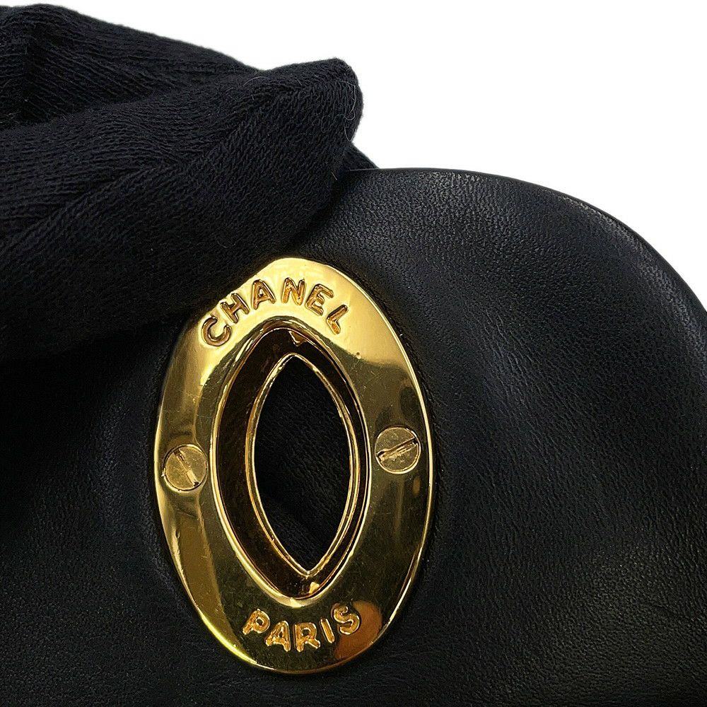 シャネル チェーンショルダーバッグ マトラッセ33 ココマーク Wチェーン ラムスキン CHANEL デカマト 黒