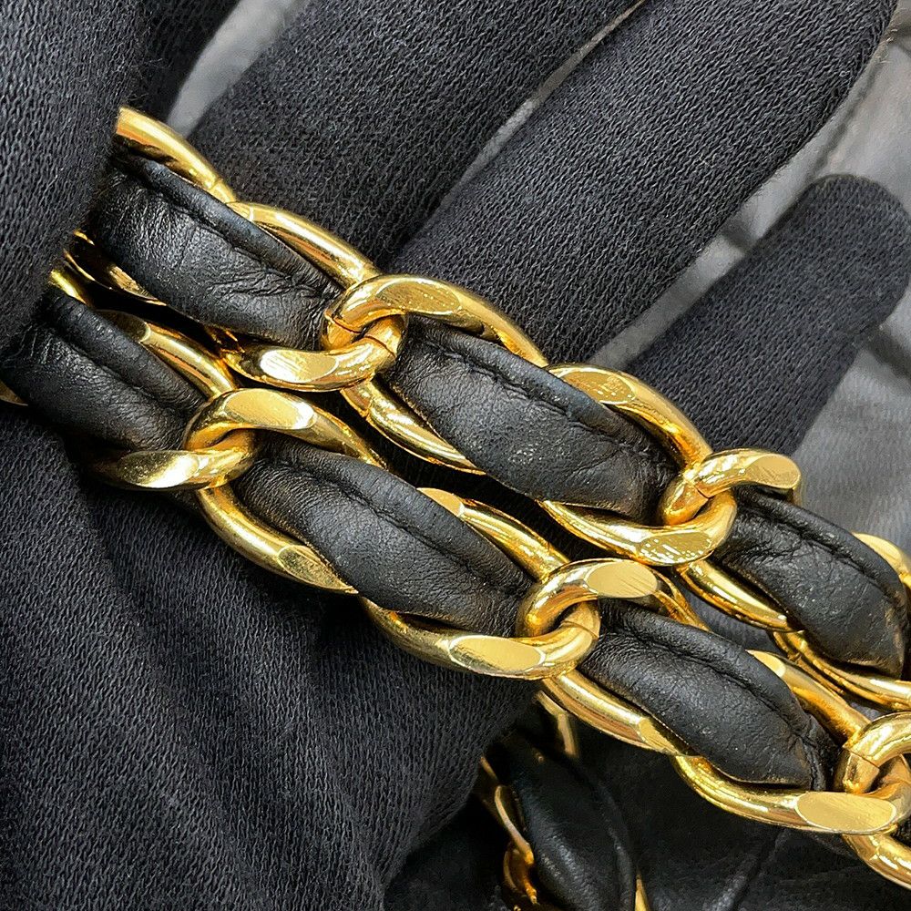 シャネル チェーンショルダーバッグ マトラッセ33 ココマーク Wチェーン ラムスキン CHANEL デカマト 黒