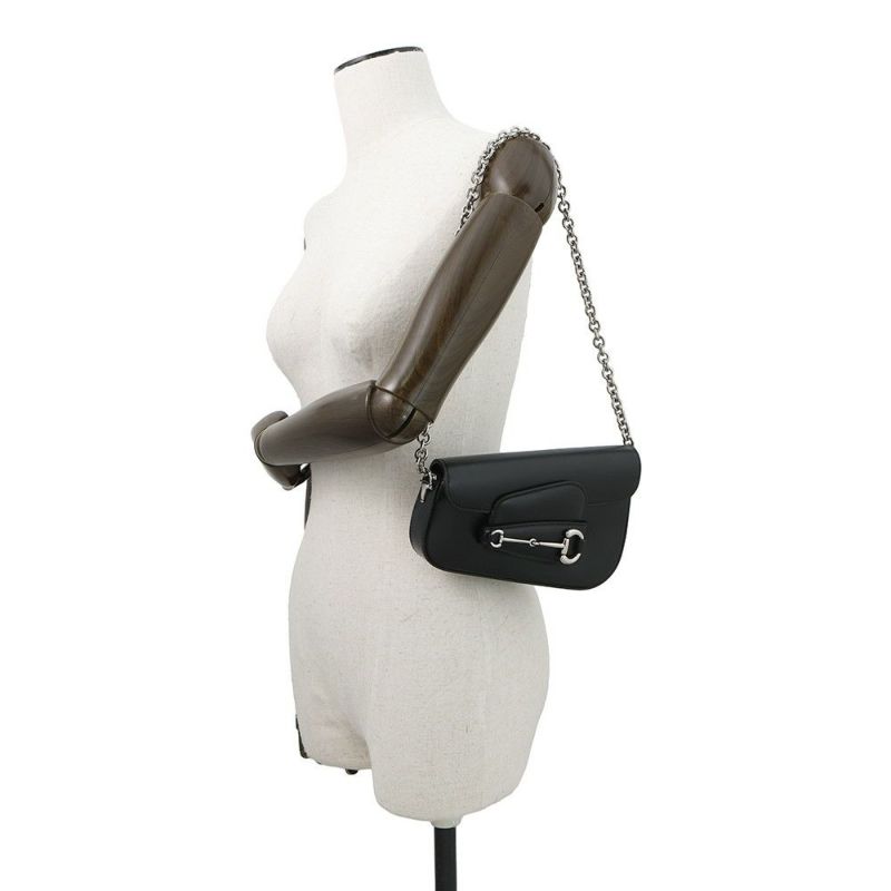 グッチ ショルダーバッグ ホースビット 1955 レザー ミニ 774209 GUCCI ハンドバッグ 黒