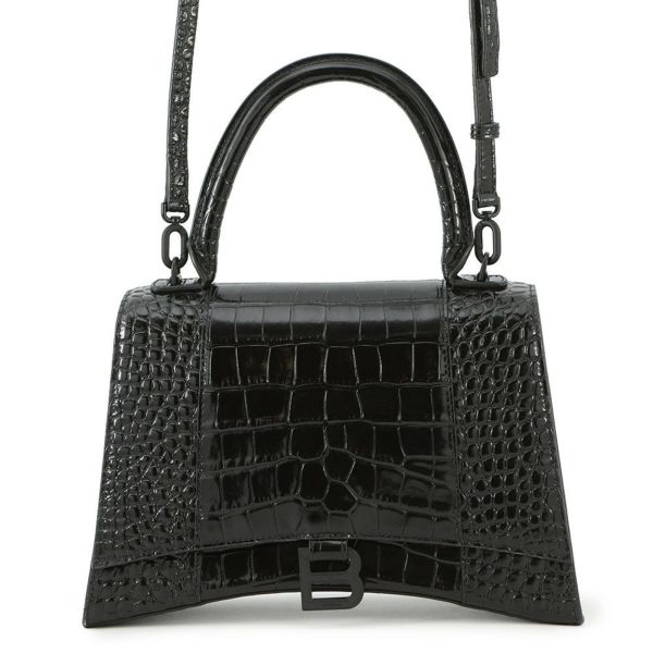 バレンシアガ ハンドバッグ アワーグラス ミディアム クロコダイル型押しレザー 619668 BALENCIAGA 2way 黒