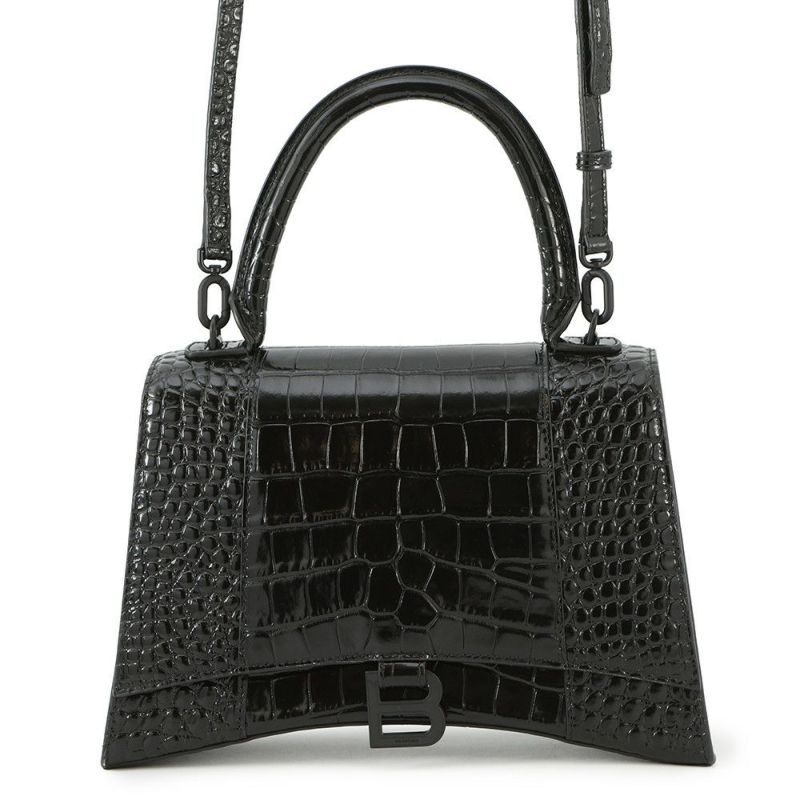 バレンシアガ ハンドバッグ アワーグラス ミディアム クロコダイル型押しレザー 619668 BALENCIAGA 2way 黒