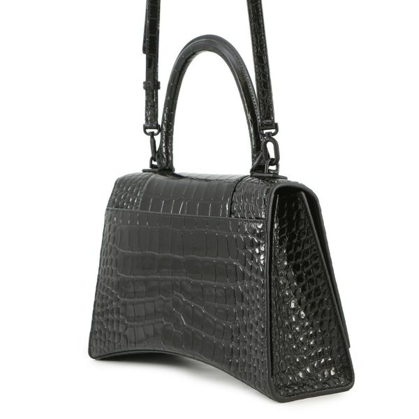 バレンシアガ ハンドバッグ アワーグラス ミディアム クロコダイル型押しレザー 619668 BALENCIAGA 2way 黒