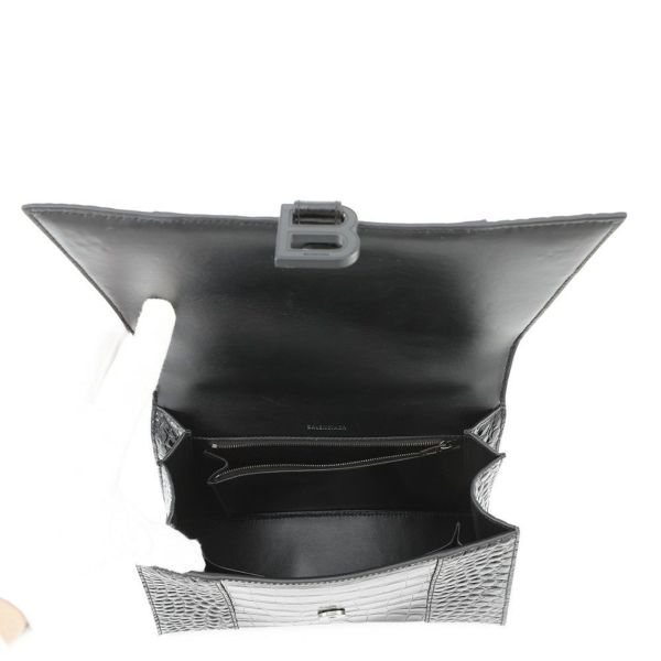 バレンシアガ ハンドバッグ アワーグラス ミディアム クロコダイル型押しレザー 619668 BALENCIAGA 2way 黒