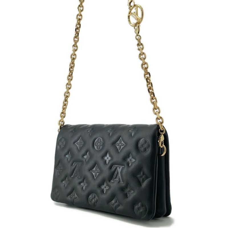 ルイヴィトン チェーンショルダーバッグ モノグラム ラムレザー ポシェット・クッサン M82116 ヴィトン ブラック 黒
