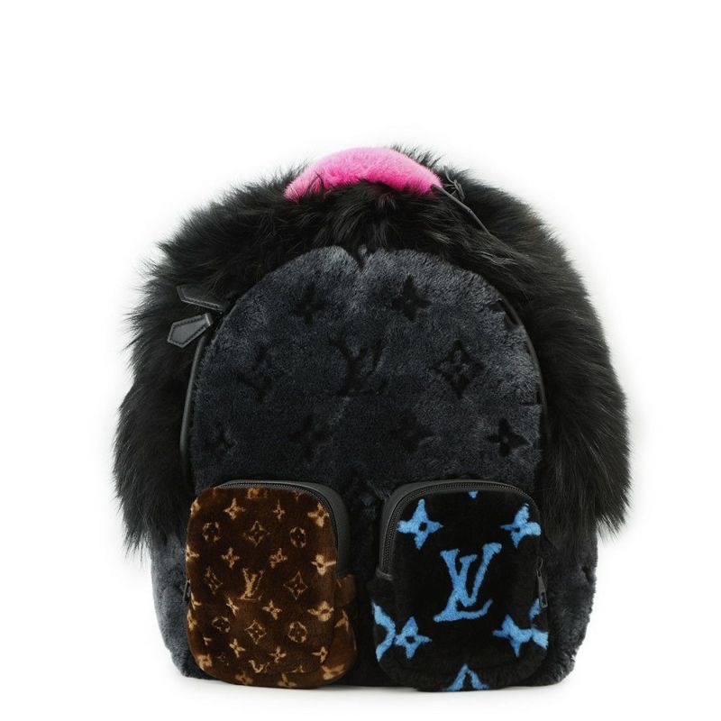 ルイヴィトン リュック モノグラム/ファー Automne Hiver 2020 マルチファー バックパック M24776 バッグ 黒 ブラック
