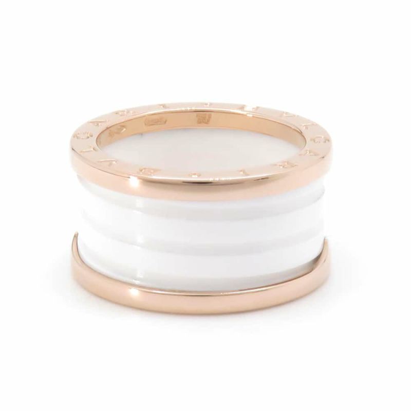 ブルガリ リング B-ZERO1 ビーゼロワン 4バンド K18PG ホワイトセラミック リングサイズ56 BVLGARI 指輪