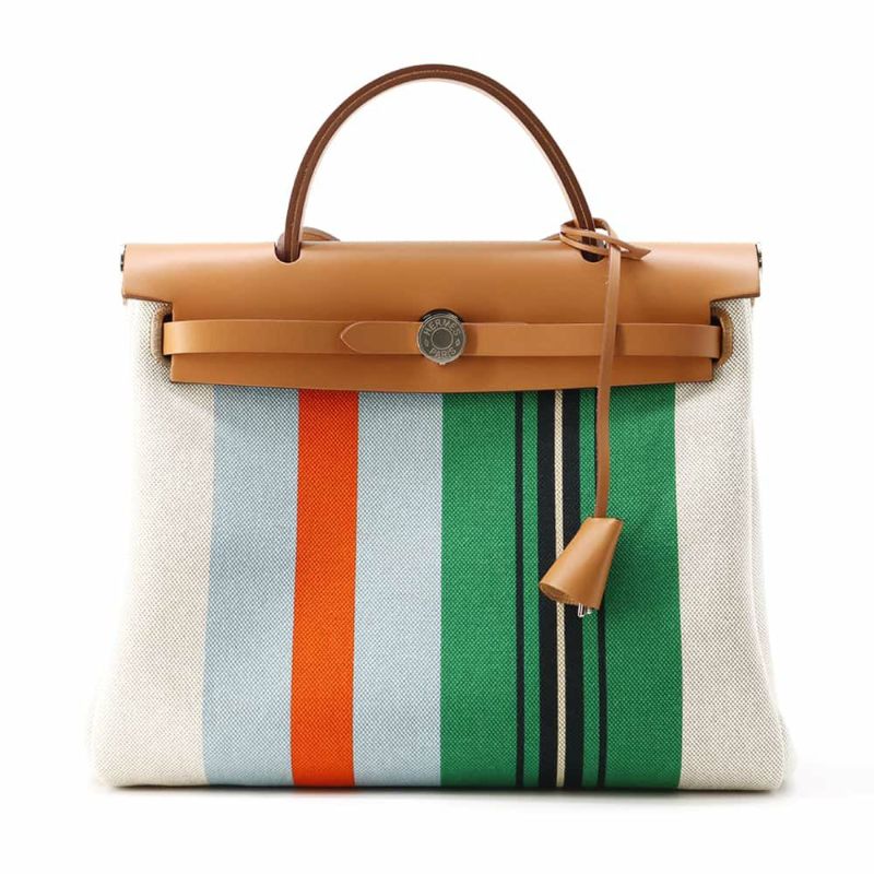 エルメス エールバッグジップPM ルトゥルネ ナチュラル/マルチカラー/シルバー金具 トワルアッシュ/ヴァッシュハンター W刻印