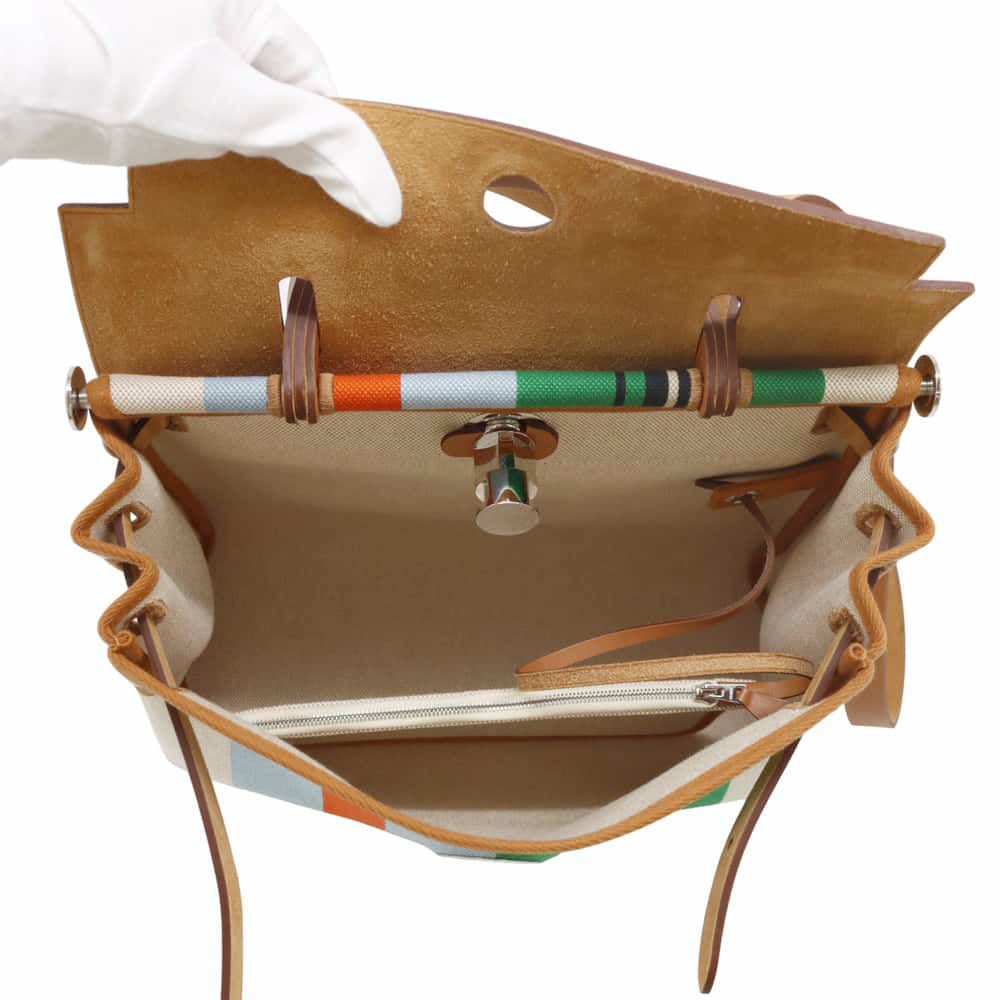 エルメス エールバッグジップPM ルトゥルネ ナチュラル/マルチカラー/シルバー金具 トワルアッシュ/ヴァッシュハンター W刻印