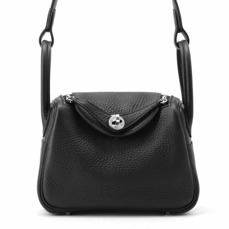 エルメス リンディ ミニ ブラック/シルバー金具 トリヨンクレマンス W刻印 2wayショルダー 黒