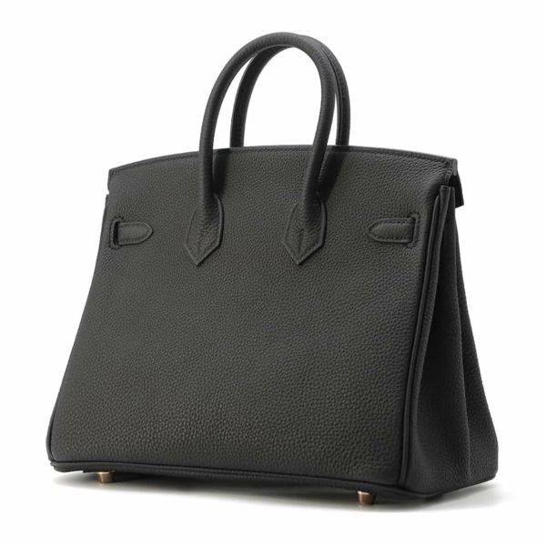 エルメス バーキン25 ブラック/ピンクゴールド金具 トゴ U刻印 HERMES Birkin ハンドバッグ 黒