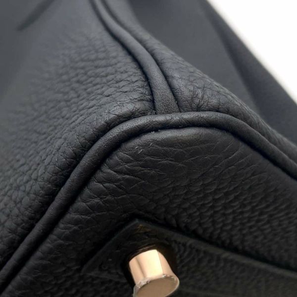 エルメス バーキン25 ブラック/ピンクゴールド金具 トゴ U刻印 HERMES Birkin ハンドバッグ 黒