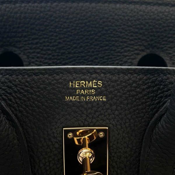 エルメス バーキン25 ブラック/ピンクゴールド金具 トゴ U刻印 HERMES Birkin ハンドバッグ 黒