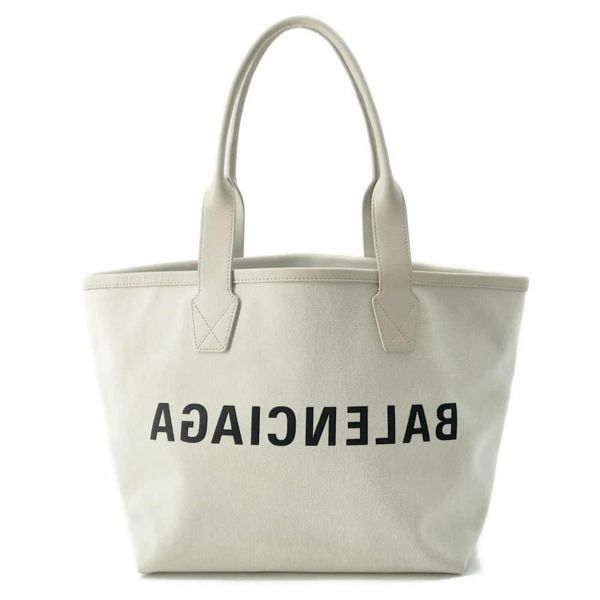 バレンシアガ トートバッグ ミラーロゴ ジャンボ スモール キャンバス 692068 BALENCIAGA 白