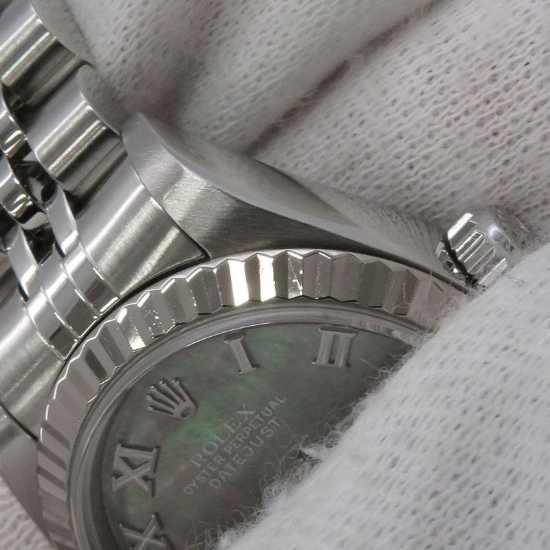 ロレックス デイトジャスト Y番 SS/K18WG 79174NR ROLEX 腕時計 ブラックシェル文字盤 ローマン