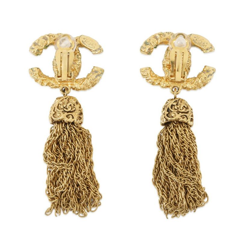 シャネル イヤリング ココマーク フリンジ タッセル アンティーク 溶岩 03 A CHANEL アクセサリー