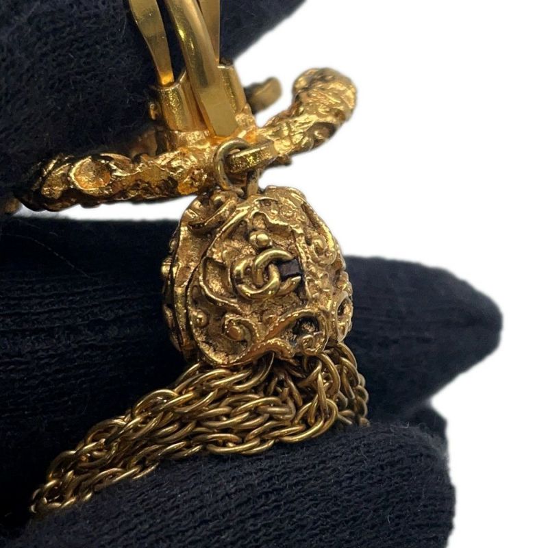 シャネル イヤリング ココマーク フリンジ タッセル アンティーク 溶岩 03 A CHANEL アクセサリー