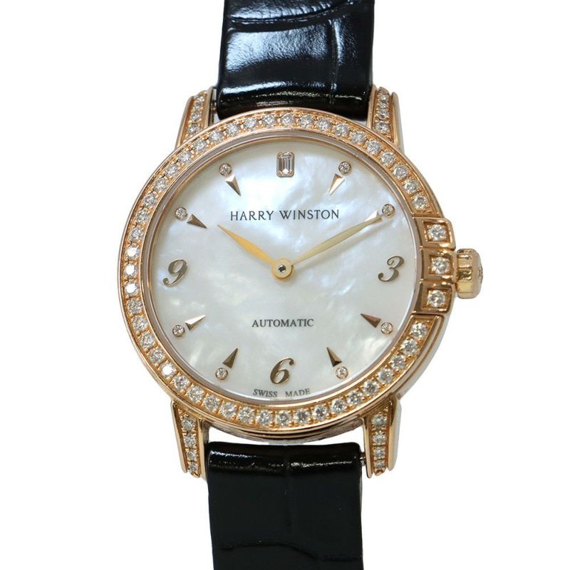 ハリーウィンストン ミッドナイト ダイヤベゼル MIDAHM29RR001 ホワイトシェル文字盤 9Pダイヤ