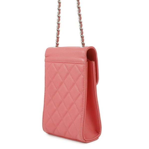 シャネル チェーンフォンケース マトラッセ ハーフココマーク レザー CHANEL バッグ