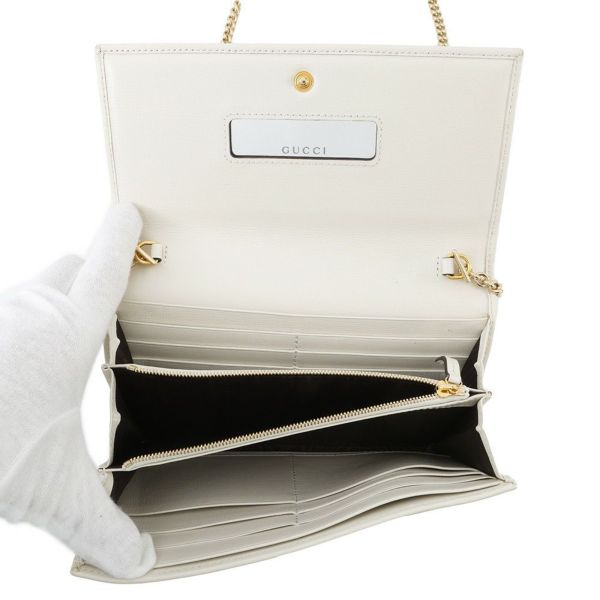 グッチ チェーンウォレット ホースビット 1955 PVC レザー ミラー付き 621888 GUCCI 長財布 白