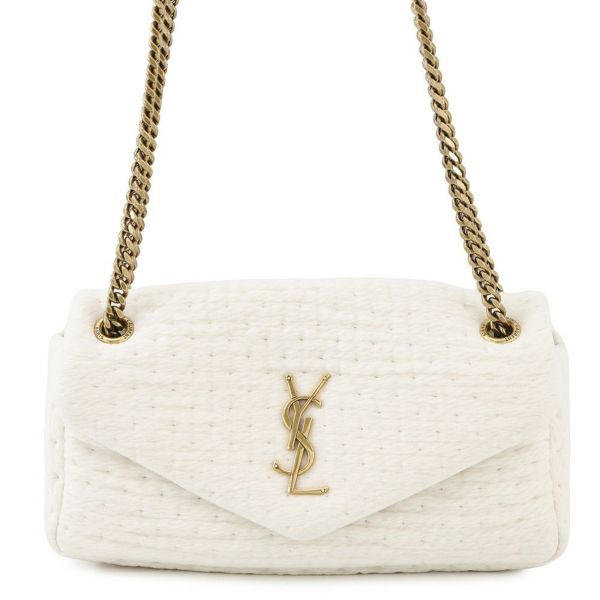 サンローランパリ チェーンショルダーバッグ カリプソ コットン 734153 SAINT LAURENT PARIS 白