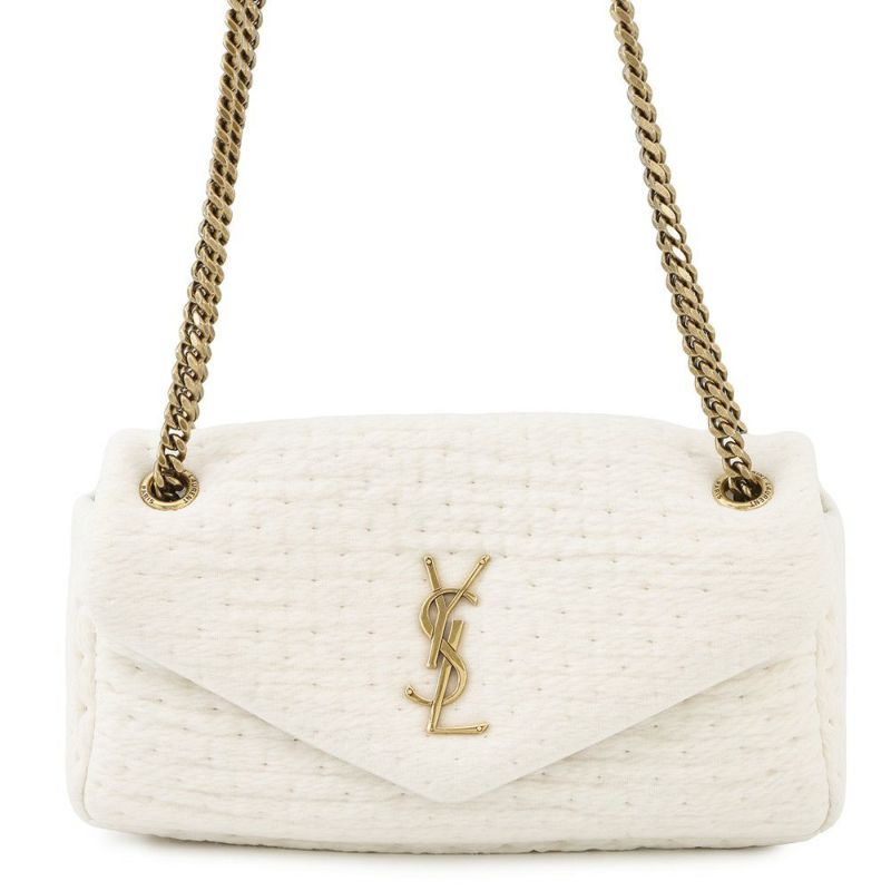 サンローランパリ チェーンショルダーバッグ カリプソ コットン 734153 SAINT LAURENT PARIS 白