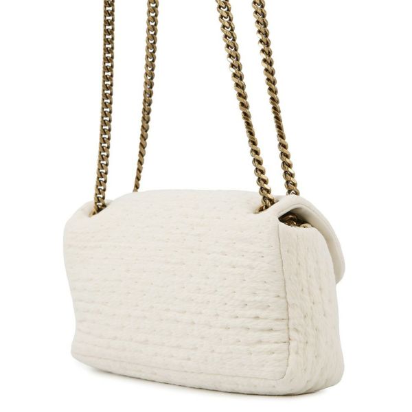 サンローランパリ チェーンショルダーバッグ カリプソ コットン 734153 SAINT LAURENT PARIS 白