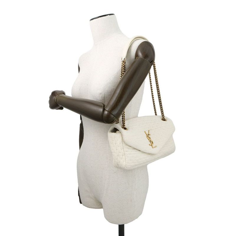 サンローランパリ チェーンショルダーバッグ カリプソ コットン 734153 SAINT LAURENT PARIS 白