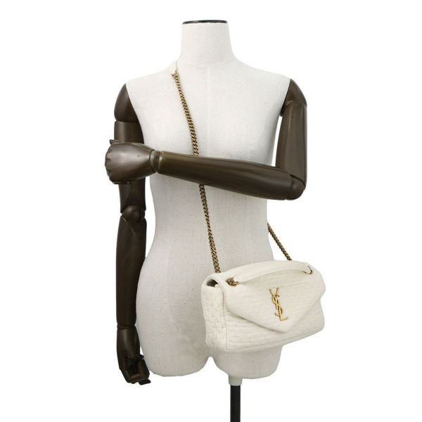 サンローランパリ チェーンショルダーバッグ カリプソ コットン 734153 SAINT LAURENT PARIS 白
