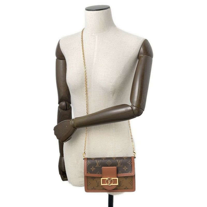 ルイヴィトン チェーンウォレット モノグラム・リバース ポルトフォイユ・ドーフィーヌ M68746 財布 黒 ブラック