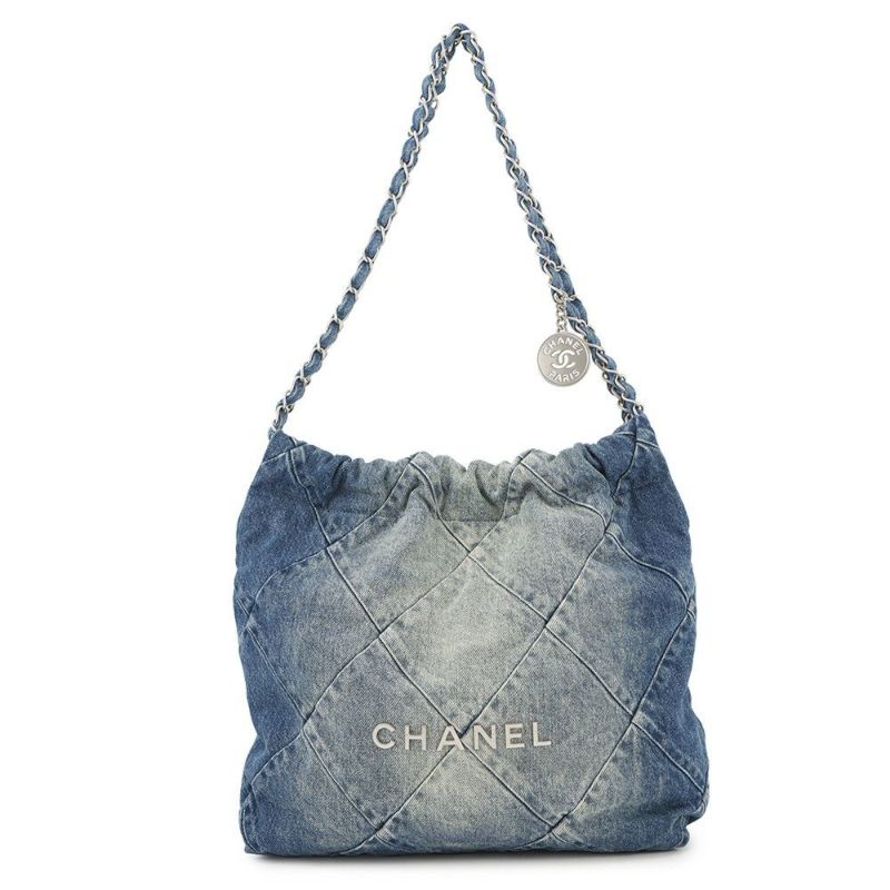 シャネル チェーンショルダーバッグ CHANEL 22 マトラッセ スモール デニム AS3261 ポーチ付き