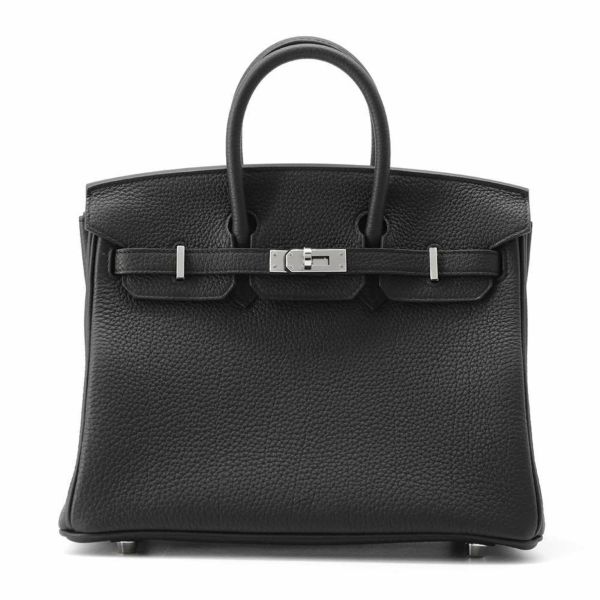 エルメス バーキン25 ブラック/シルバー金具 トゴ W刻印 HERMES Birkin ハンドバッグ 黒