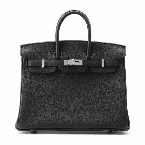 エルメス バーキン25 ブラック/シルバー金具 トゴ W刻印 HERMES Birkin ハンドバッグ 黒